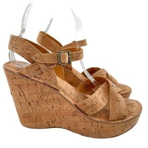 New Kork Ease Ava sandals 9 40.5 tan cork chunky wedge platforms resort wear